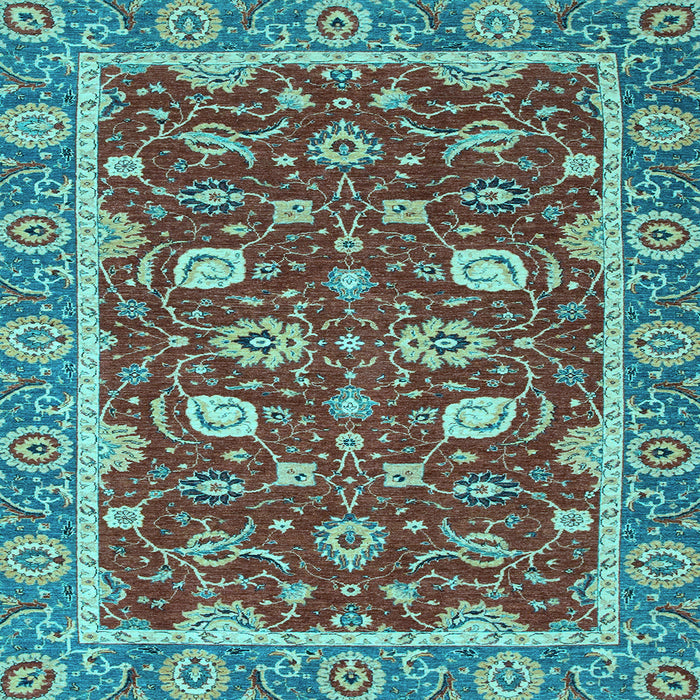 Square Machine Washable Oriental Light Blue Modern Rug, wshabs2655lblu