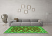 Machine Washable Oriental Green Modern Area Rugs in a Living Room,, wshabs2655grn