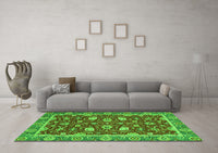 Machine Washable Oriental Green Modern Rug, wshabs2655grn