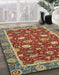 Machine Washable Abstract Brass Green Rug in a Family Room, wshabs2655