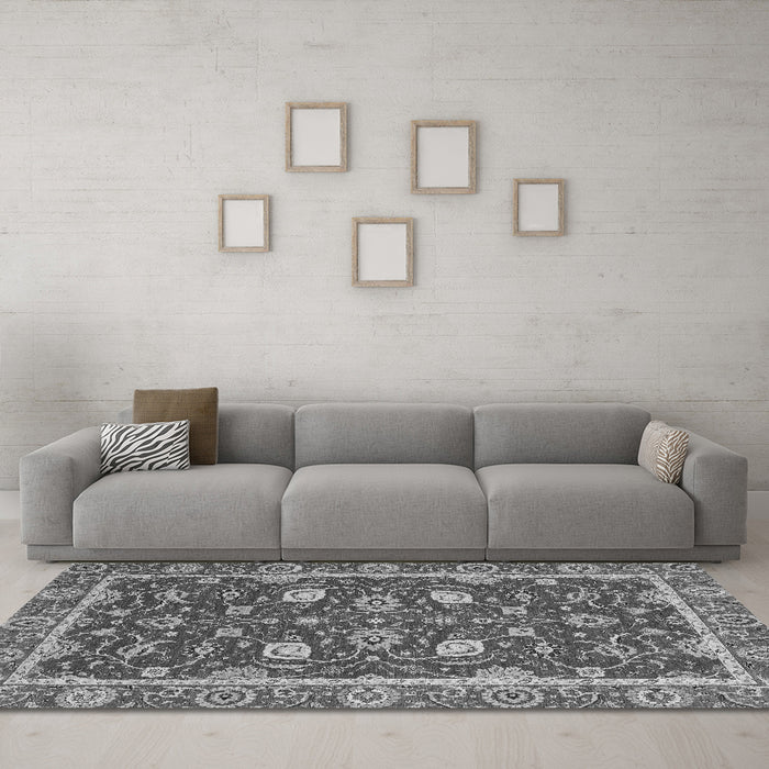 Machine Washable Oriental Gray Modern Rug in a Living Room,, wshabs2655gry