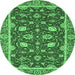 Round Oriental Emerald Green Modern Rug, abs2655emgrn