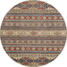 Round Machine Washable Abstract Chestnut Brown Rug, wshabs2656