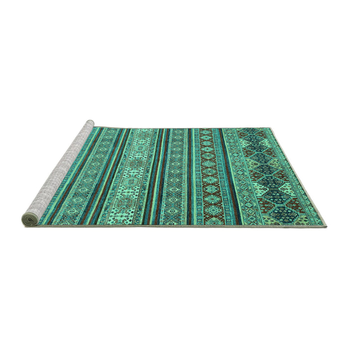 Sideview of Machine Washable Oriental Turquoise Modern Area Rugs, wshabs2656turq