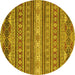 Round Oriental Yellow Modern Rug, abs2656yw