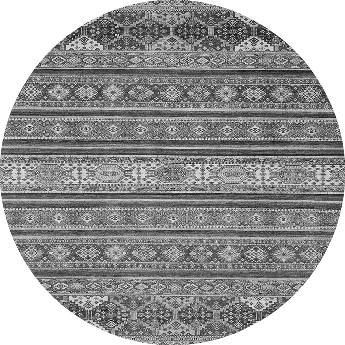 Round Machine Washable Oriental Gray Modern Rug, wshabs2656gry