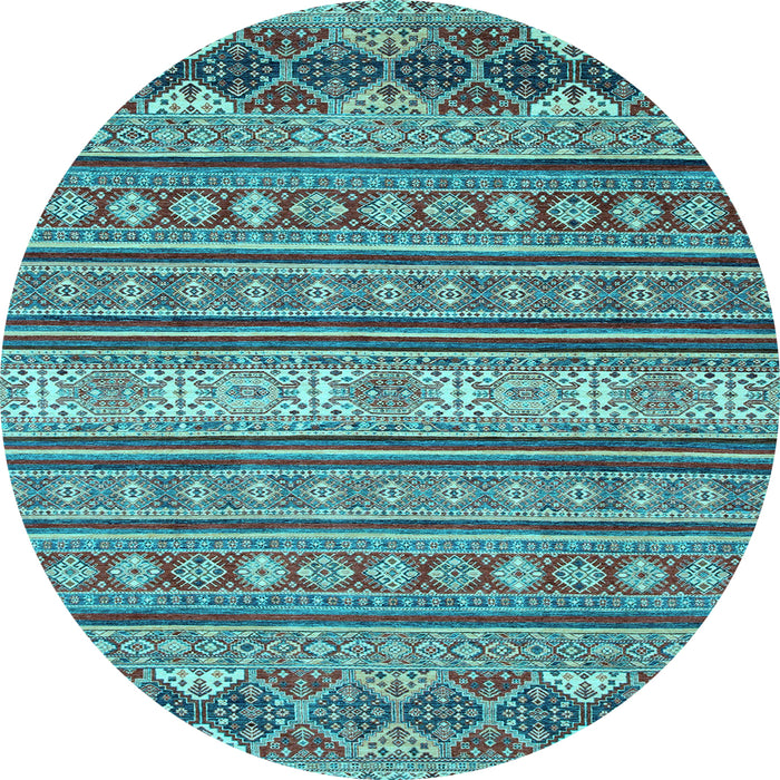 Round Oriental Light Blue Modern Rug, abs2656lblu