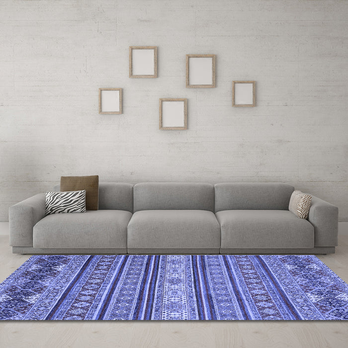 Machine Washable Oriental Blue Modern Rug in a Living Room, wshabs2656blu