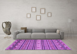Machine Washable Oriental Purple Modern Area Rugs in a Living Room, wshabs2656pur