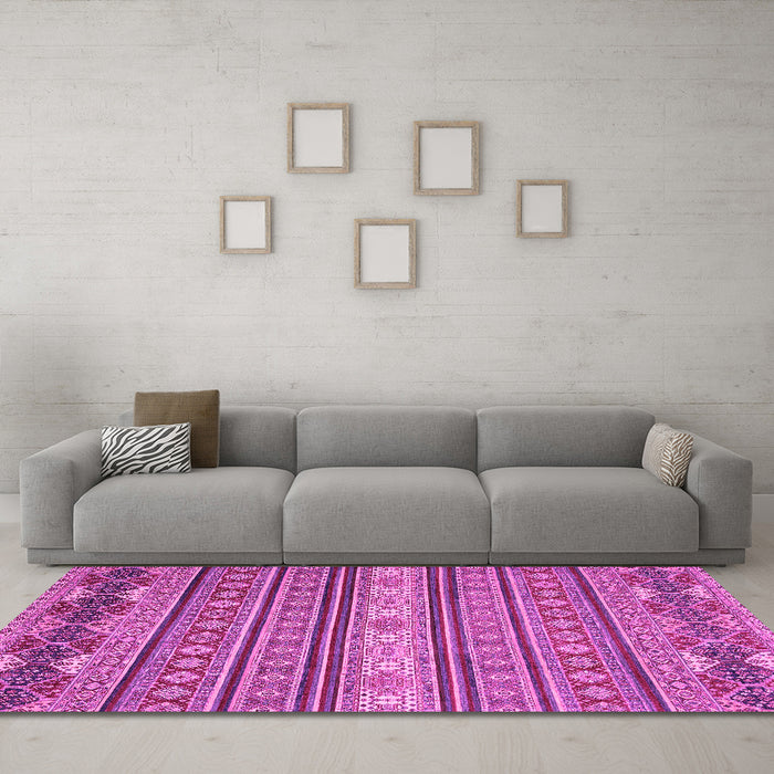 Machine Washable Oriental Pink Modern Rug in a Living Room, wshabs2656pnk