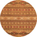 Round Machine Washable Oriental Orange Modern Area Rugs, wshabs2656org