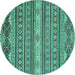 Round Oriental Turquoise Modern Rug, abs2656turq