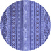 Round Oriental Blue Modern Rug, abs2656blu