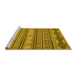 Sideview of Machine Washable Oriental Yellow Modern Rug, wshabs2656yw