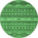 Round Oriental Emerald Green Modern Rug, abs2656emgrn