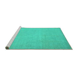 Sideview of Machine Washable Oriental Turquoise Modern Area Rugs, wshabs2657turq