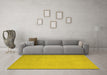 Machine Washable Oriental Yellow Modern Rug in a Living Room, wshabs2657yw