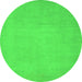 Round Machine Washable Oriental Green Modern Area Rugs, wshabs2657grn