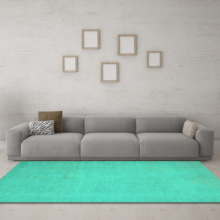 Machine Washable Oriental Turquoise Modern Area Rugs in a Living Room,, wshabs2657turq