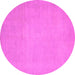 Round Machine Washable Oriental Pink Modern Rug, wshabs2657pnk