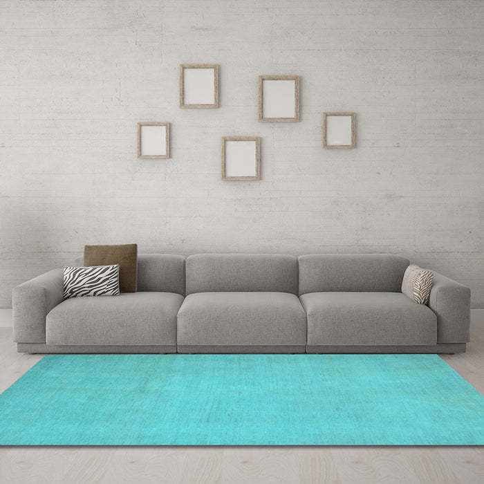 Machine Washable Oriental Light Blue Modern Rug in a Living Room, wshabs2657lblu