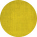 Round Oriental Yellow Modern Rug, abs2657yw