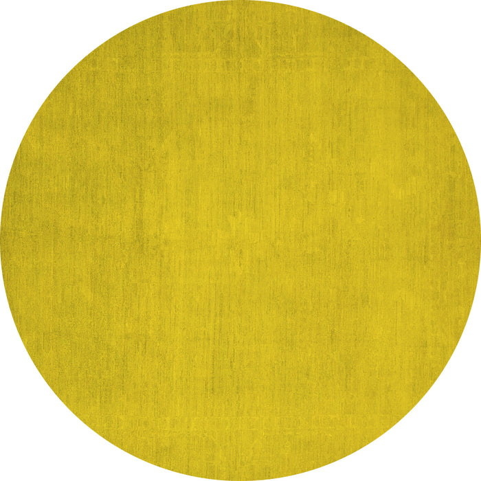 Round Machine Washable Oriental Yellow Modern Rug, wshabs2657yw