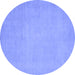 Round Machine Washable Oriental Blue Modern Rug, wshabs2657blu