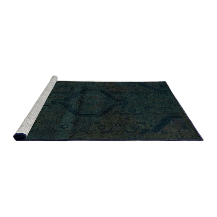 Sideview of Machine Washable Abstract Dark Slate Gray Green Rug, wshabs2658