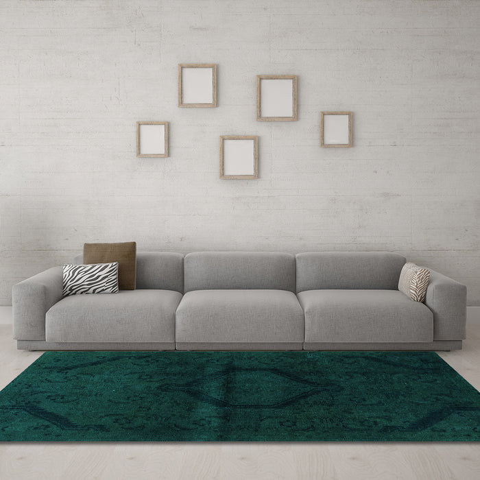 Machine Washable Oriental Turquoise Modern Area Rugs in a Living Room,, wshabs2658turq