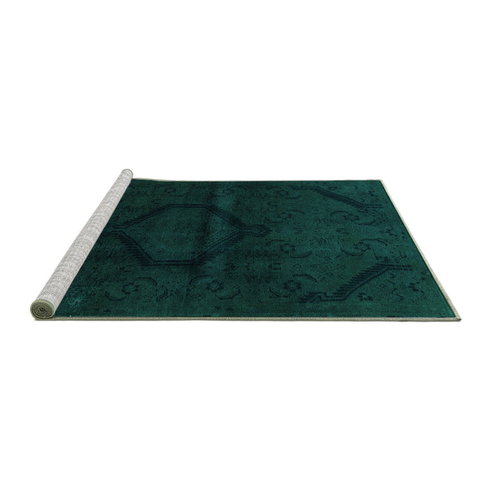 Sideview of Machine Washable Oriental Turquoise Modern Area Rugs, wshabs2658turq