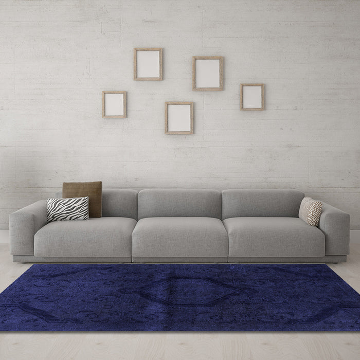 Machine Washable Oriental Blue Modern Rug in a Living Room, wshabs2658blu