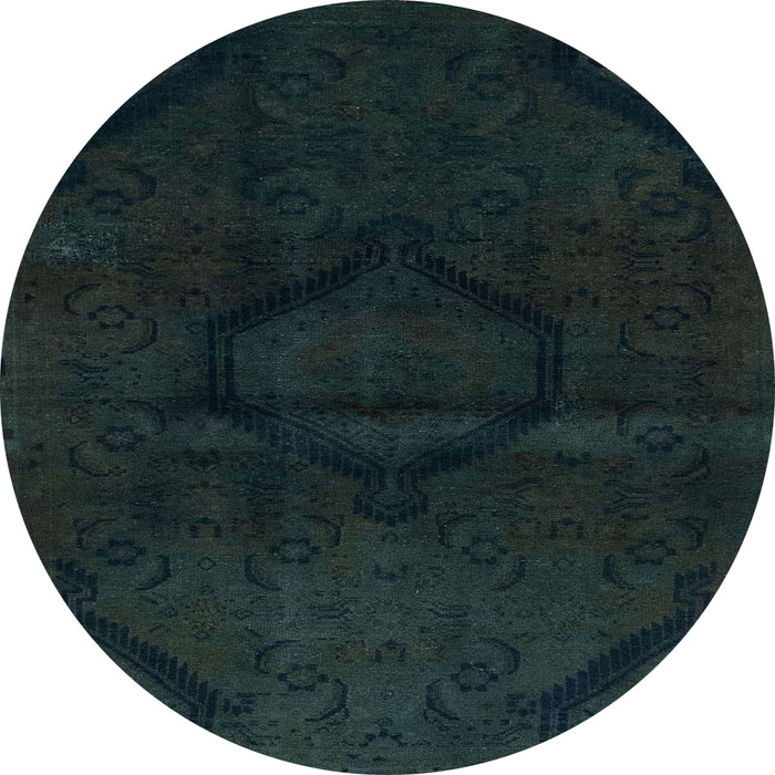 Round Machine Washable Abstract Dark Slate Gray Green Rug, wshabs2658
