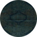 Round Machine Washable Abstract Dark Slate Gray Green Rug, wshabs2658