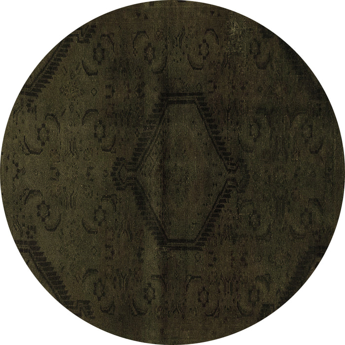 Round Machine Washable Oriental Brown Modern Rug, wshabs2658brn