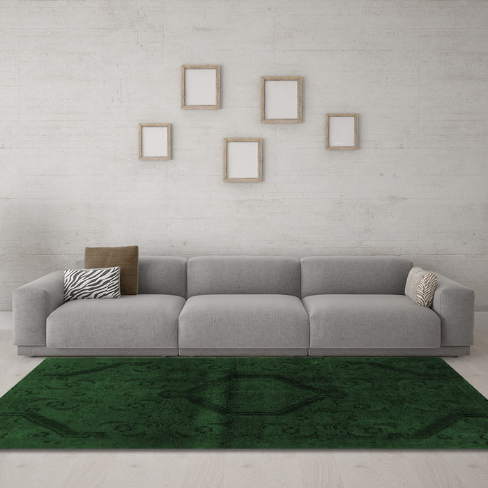 Machine Washable Oriental Emerald Green Modern Area Rugs in a Living Room,, wshabs2658emgrn