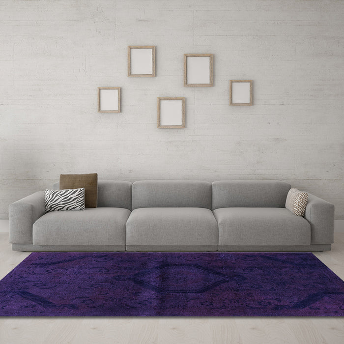 Machine Washable Oriental Purple Modern Area Rugs in a Living Room, wshabs2658pur