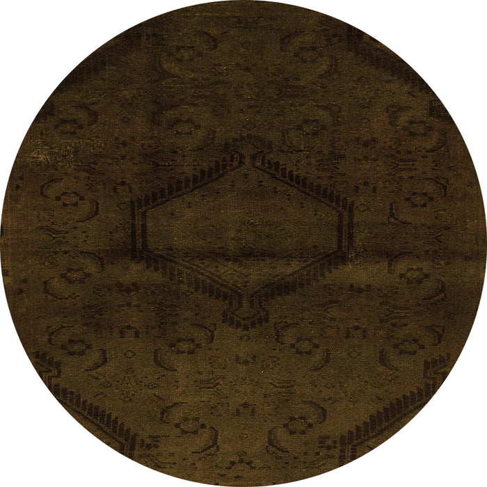 Round Machine Washable Oriental Orange Modern Area Rugs, wshabs2658org