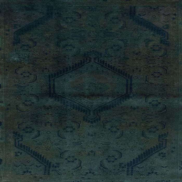 Square Abstract Dark Slate Gray Green Oriental Rug, abs2658