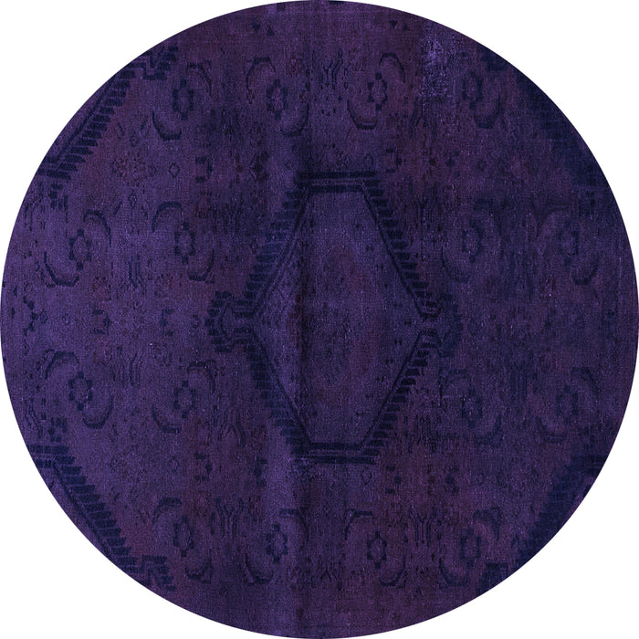 Round Machine Washable Oriental Purple Modern Area Rugs, wshabs2658pur