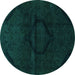 Round Oriental Turquoise Modern Rug, abs2658turq