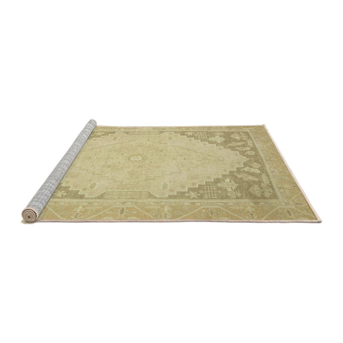 Sideview of Machine Washable Abstract Metallic Gold Rug, wshabs2659