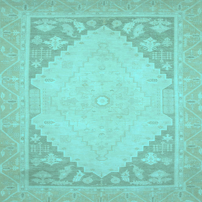 Square Machine Washable Oriental Light Blue Modern Rug, wshabs2659lblu