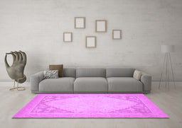 Machine Washable Oriental Purple Modern Area Rugs in a Living Room, wshabs2659pur