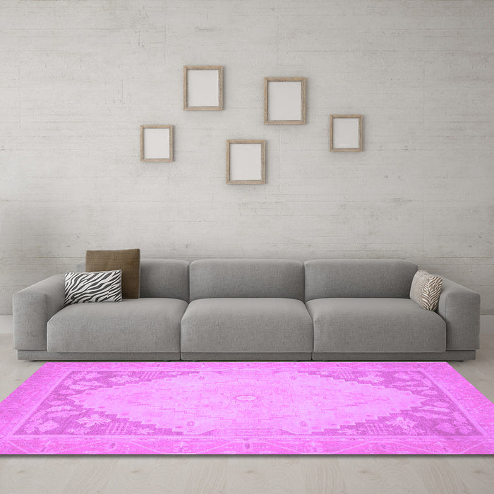Machine Washable Oriental Purple Modern Area Rugs in a Living Room, wshabs2659pur
