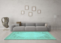 Machine Washable Oriental Light Blue Modern Rug, wshabs2659lblu