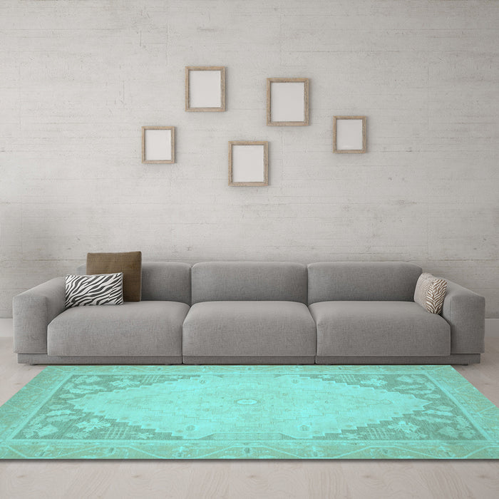 Machine Washable Oriental Light Blue Modern Rug in a Living Room, wshabs2659lblu