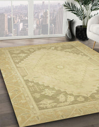 Abstract Metallic Gold Oriental Rug, abs2659