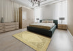 Machine Washable Abstract Metallic Gold Rug in a Bedroom, wshabs2659