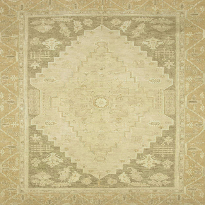 Square Abstract Metallic Gold Oriental Rug, abs2659